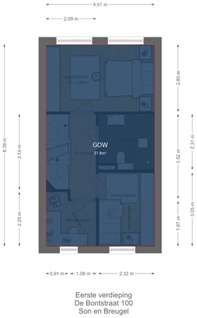 Floorplan - de Bontstraat, 5691 SX Son en Breugel